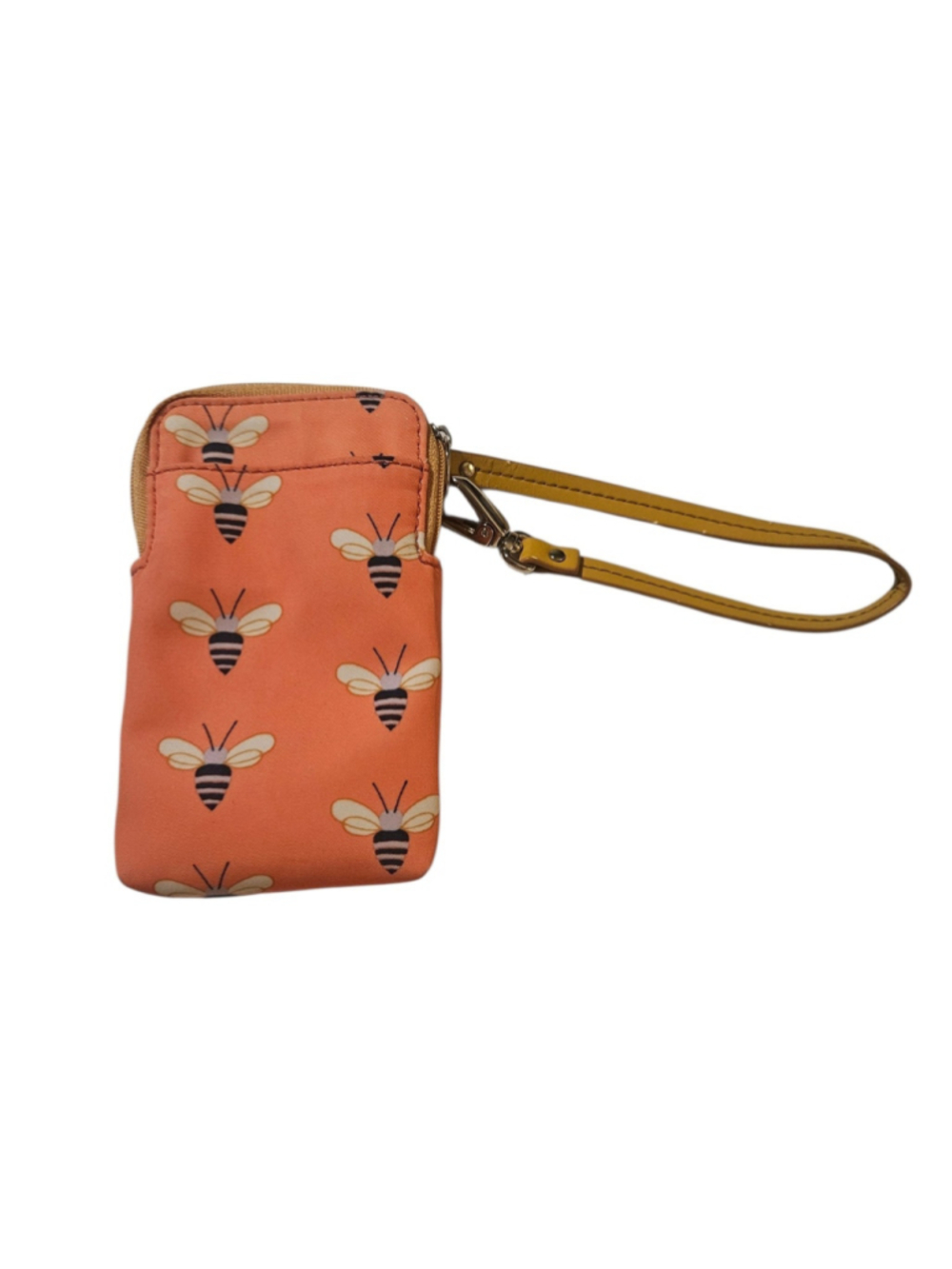 Fossil Bee Print Wristlet Clutch, One Size, Orange and Yellow